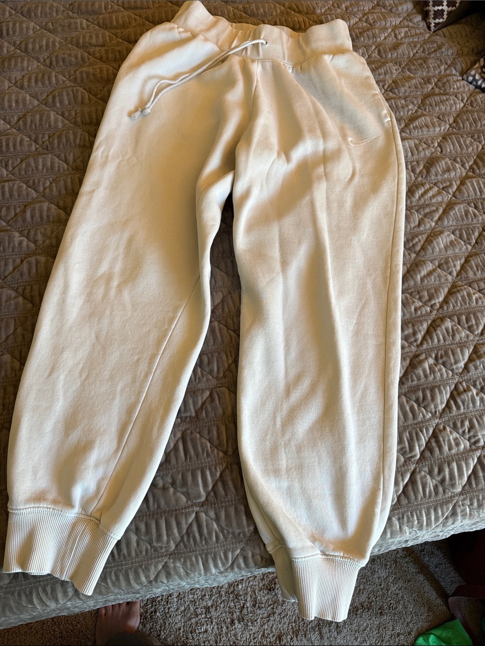 Nike Cream Drawstring Joggers with Ribbed Ankles